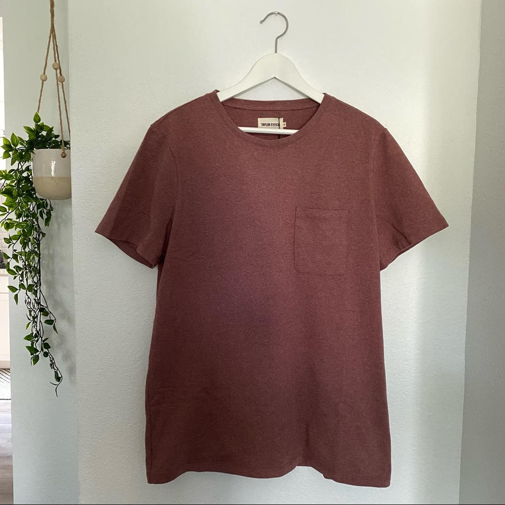 Taylor Stitch Heavy Bag Tee in Burgundy